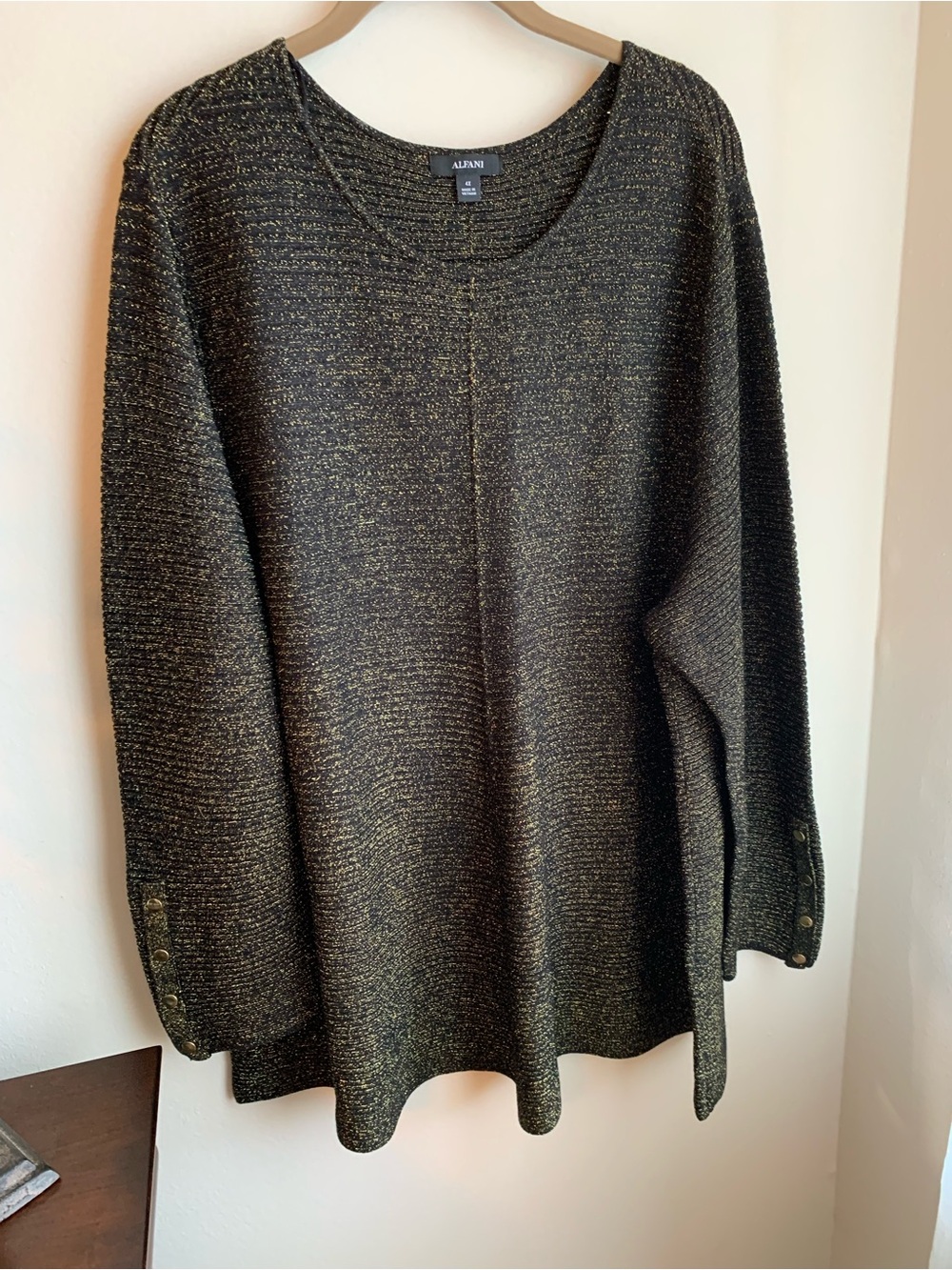 ALFANI METALLIC  RIBBED-KNIT PLUS SIZE 4X  TUNIC SWEATER